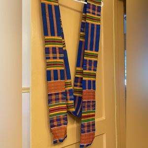 African sash, blue, gold red, green